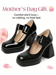 【SummerVibes】Zamikoo Women's Mary Jane Platform Pumps Chunky Heel Square Toe Ankle Strap Dress Shoes Retro '90s Style women