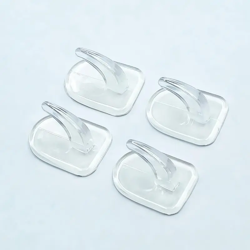 10/20/30pcs Clear No-Trace Acrylic Sticky Hooks, Strong Drill-Free Wall Hangers for Bathroom & Kitchen, Small Horn Design, Rust-Resistant Plastic, Cow Horn Shape for Secure Hold, Secure Wall Attachment | Transparent Design | Durable Acrylic Hooks