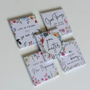 Floral Quote Magnets | Set of 5 | Photo Magnets Magnetic | Home Decor Flower Floral Positive Uplifting Quotes |