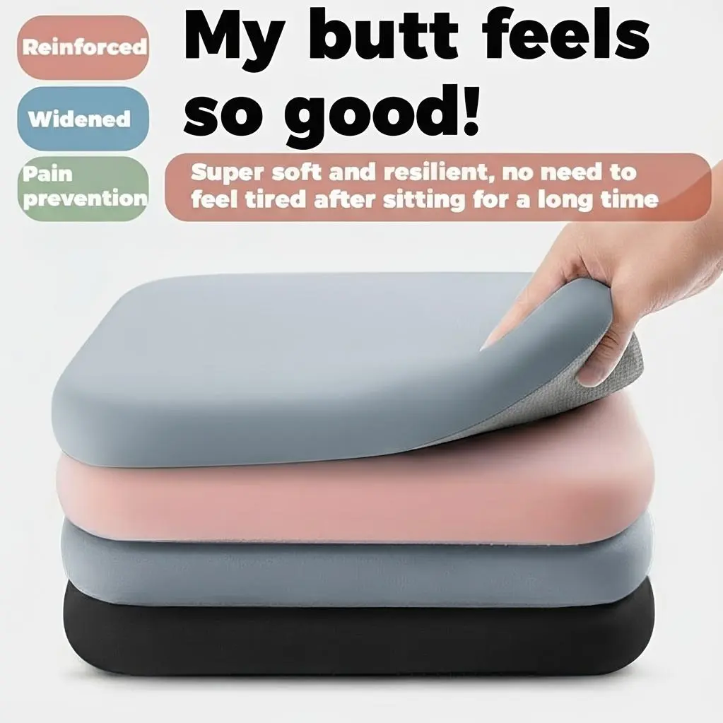 Comfort Seat Pad - 1.5-Inch Resilient Memory Foam Core with Detachable Fabric Cover, Textured Bottom Grip for Office/ School/ Truck Seats, Evenly Distributes Weight for Better Posture