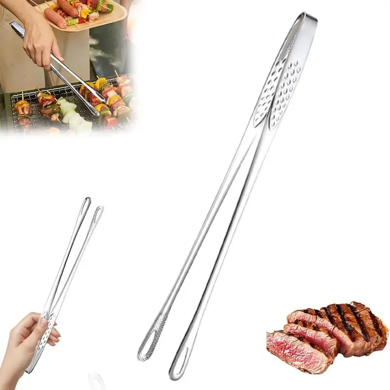 Premium Stainless Steel Kitchen Tongs Set 2 Pack - 11 Inch & 9.4 Inch - Heavy Duty Non-Slip Cooking Utensils for BBQ Grilling Salad Seafood Serving Frying Baking Food Prep