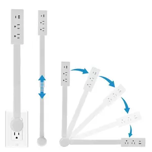 Rotating Power Strip Outlet Extender – 2 AC Outlets + USB-C/USB-A Ports, 34" Extension, Space-Saving Design, TikTok # 1 Outlet Hack, Home & Office Use