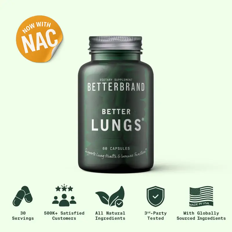 BetterLungs Mullein Mucus Detox Capsules with NAC (60 Capsules) | Vitamin D, Elderberry, Ginseng, Mullein, and Reishi Mushroom | for Lung Health, Alle