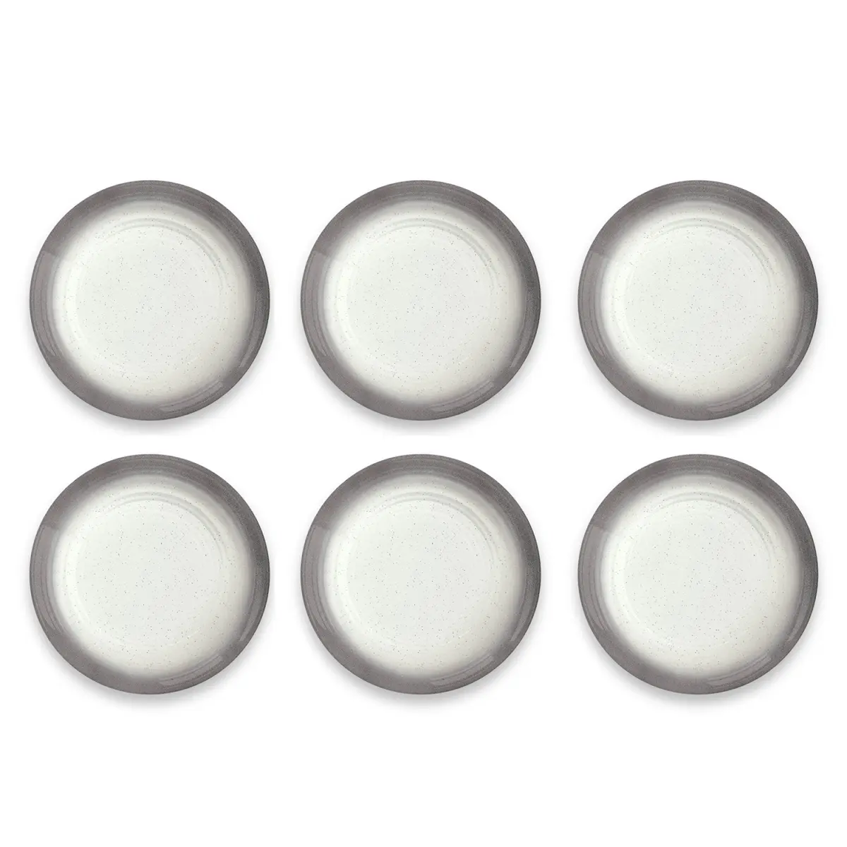 212 MAIN Shatterproof Aesthetic Melamine Dinnerware Sets - 6-Piece 8.3 in. Ombre Rim Speckle Grey Salad Plates Set, BPA-Free, Dishwasher Safe, Ideal for Indoor Tabletop Use (Model TBA1083SOSG)