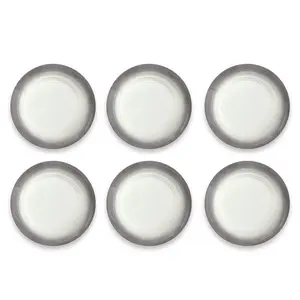 212 MAIN Shatterproof Aesthetic Melamine Dinnerware Set - 6-Piece 8.3 in. Ombre Rim Speckle Grey Dining Plate Set, Ideal for Indoor Tabletop Use (Model TBA1083SOSG)