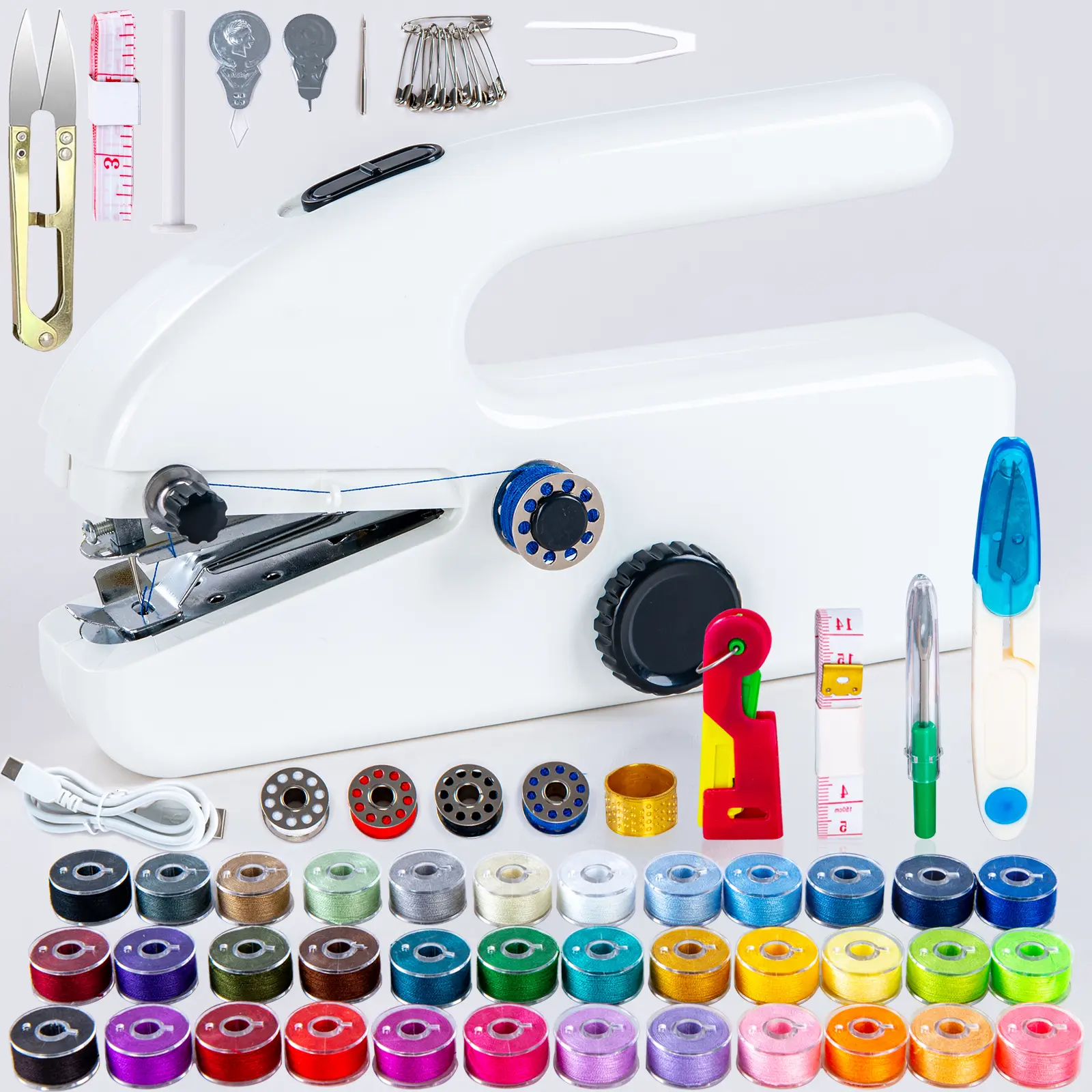 Lightweight Portable Handheld Sewing Machine, Handy Stitch Mini Sewing Machine, Electric Fabric Repair Machine with Thread Bobbin Needle Sew Kit