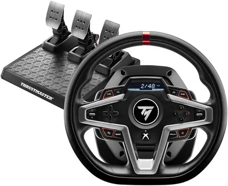 Thrustmaster T248X Racing Wheel with Magnetic Pedals - Hybrid Drive, Magnetic Paddle Shifters, Leather Accents, Screen Display, PC Compatible for Xbox Series X/S/1 Video Game Console Accessories with Enhanced Performance and Immersion