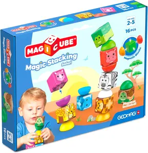 Geomag Magicube Magnetic Blocks for Toddlers Ages 1 to 5 Swiss Made STEM Building Toy Set MAGICUBE 16PCS SAFARI