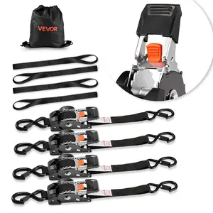 fathersdaygift VEVOR Retractable Ratchet Straps, 1 inx 6 ft, Tie Down Straps with S Hooks, 1200 lbs Break Strength, 4 Soft Loops, Tie Down Ratcheting for Moving, Trailers, Motorcycles, Kayaks, Car Roof, 4 Pack
