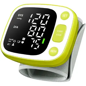 Blood Pressure Monitors for Home Use Rechargeable Wrist Digital BP Machine Cuff with LED Backlit Display, Voice Broadcast, 240 Memory Storage for 2 Users with Carrying Case, Green