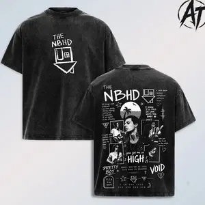 Vintage "The NBHD" Wourld Tour Acid Wash Heavy Cotton Oversize Unisex Indie Rock Band T-Shirt, Retro Y2K Dark Grunge Streetwear Top,(((((ultraSOUND))))) Album Music Merch for Fans, 2000s Alternative Collector Merch 1OG