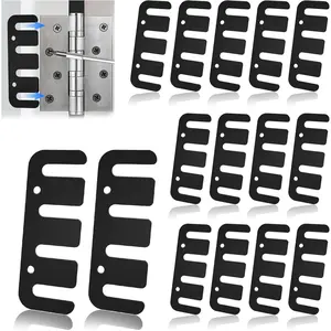 Door Hinge Shims - 0.03 Inches, 15 Pack Laser-Cut Stainless Steel Kit - Safety Rounded Corners, Corrosion Resistant, Fix Sagging Doors Without Replacing Hinges (Matte Black, 4")