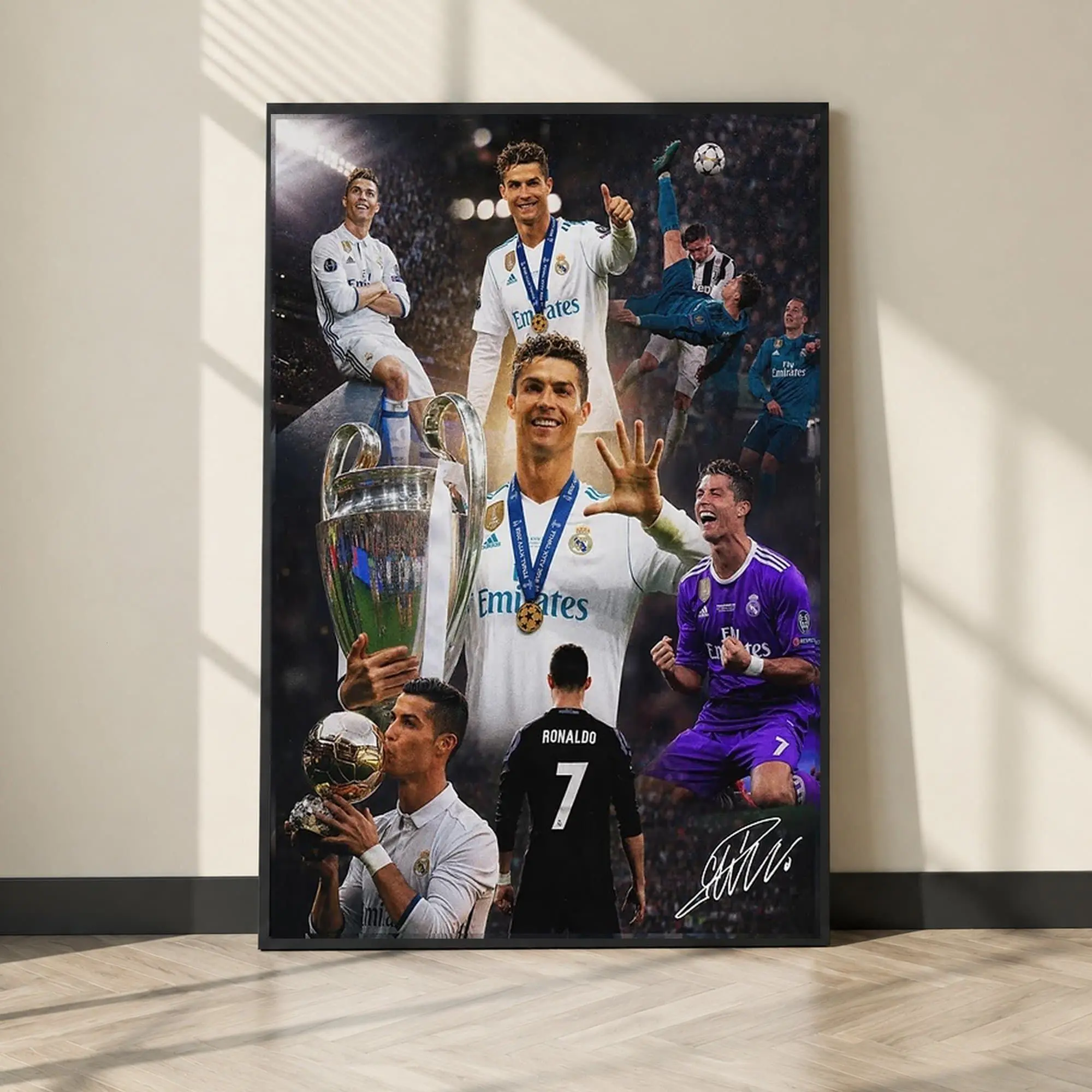 Cristiano Ronaldo Champions League Montage Poster, Soccer Wall Art, Home Decor Living Room ( Unframed - Print Only )