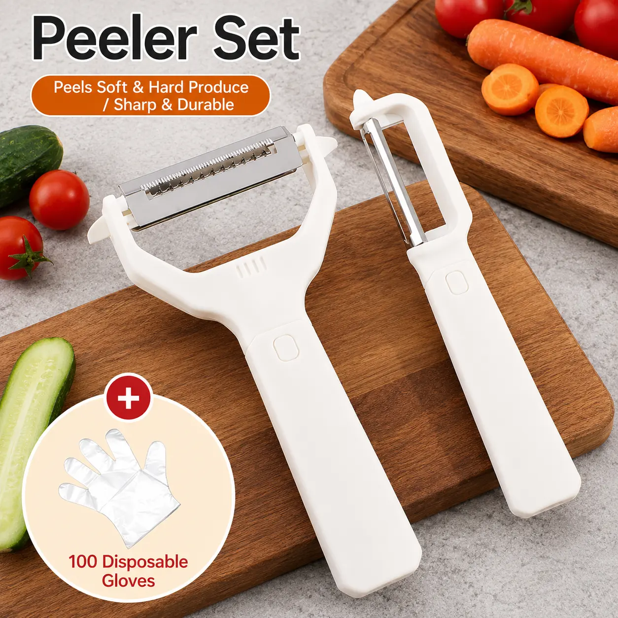 Multifunctional 2-in-1 Peeler and Grater, Kitchen Tool for Vegetable & Fruit Peeling Shredding