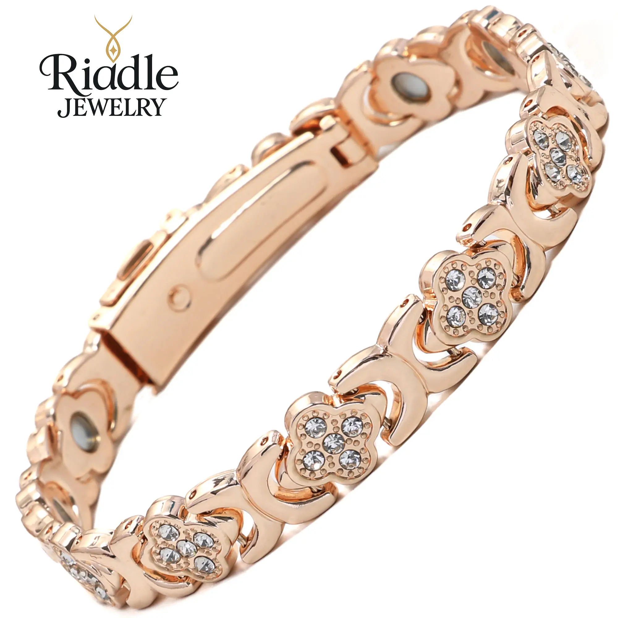 Riddle Copper Bracelets for Women Pure Copper Rose Gold & Silver Magnetic Bracelet  Trendy Stack Bangle Stretch Bangle