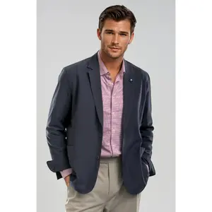 Men's Buki Tech Longsleeve Formal Wear Travel Blazer - Navy, Structured Fabric, Functional Pockets