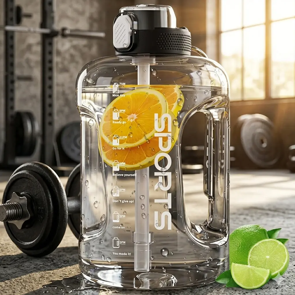 1 Gallon Water Bottles,128 oz Motivational Time Marked Water Bottle With Straw,BPA Free,Leak Proof Sports Water Bottle