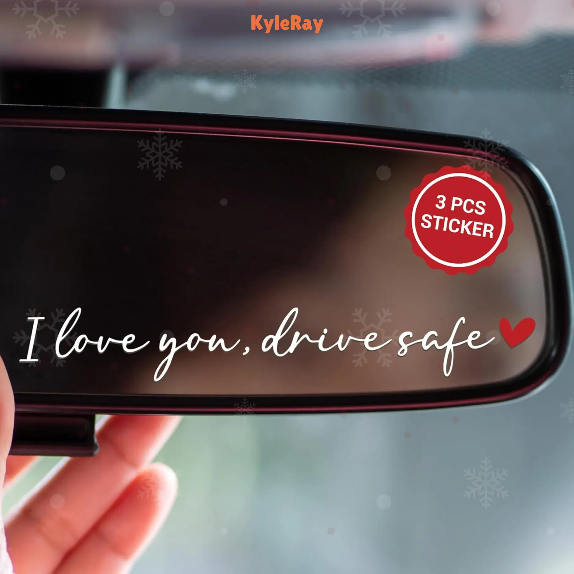 KyleRay 3PCS I Love You Drive Safe Mirror Sticker Car Stickers & Decals Cute Car Accessories for Women Interior Rear View Mirror Decorations Cars Decor Valentines Day Gifts