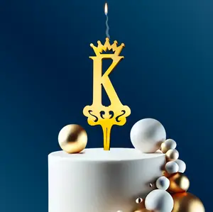 LETTER 'K' Food-Safe Gold Cake Topper Candle – Elegant and Reusable Decoration for Birthdays, Astrology-Themed Parties, and Celebrations