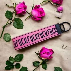 key chain f@%k key fob pink with black