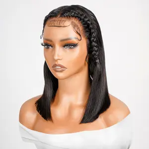 [Flash Sale] Straight 13x4 Ready To Go Bob Wig Pre Braids Frontal Wigs Stylist Glueless Human Hair Wig