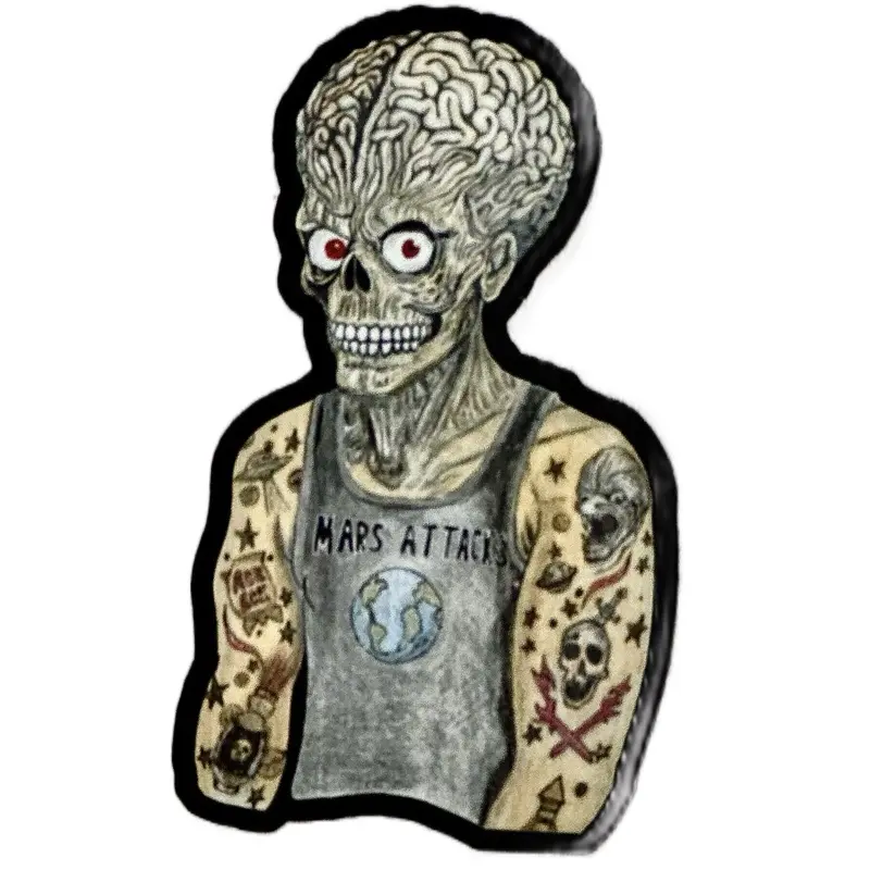 Tatted up  Mars Attack Horror Sticker - Original Design 2”x3” Sticker for Laptops, Tumblers, Hard Hats & More, High Quality Water Resistant & Fade Resistant