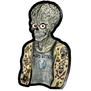 Tatted up  Mars Attack Horror Sticker - Original Design 2”x3” Sticker for Laptops, Tumblers, Hard Hats & More, High Quality Water Resistant & Fade Resistant