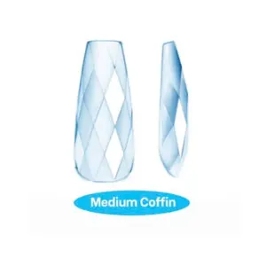 6D Diamond Soft Gel Tips - Medium Coffin