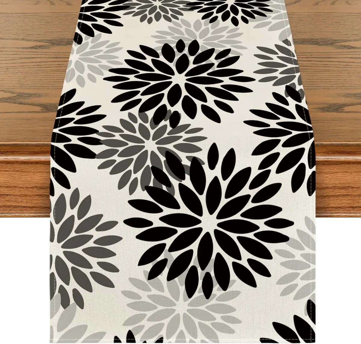 Artoid Mode Black Dahlia Halloween Table Runner 13x36 Inch | Fall Autumn Kitchen Dining Table Decoration for Home Party Decor, Floral Pinnata