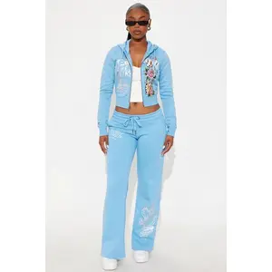 Ed Hardy Skull Haven Wide Leg Pant - Light Blue C