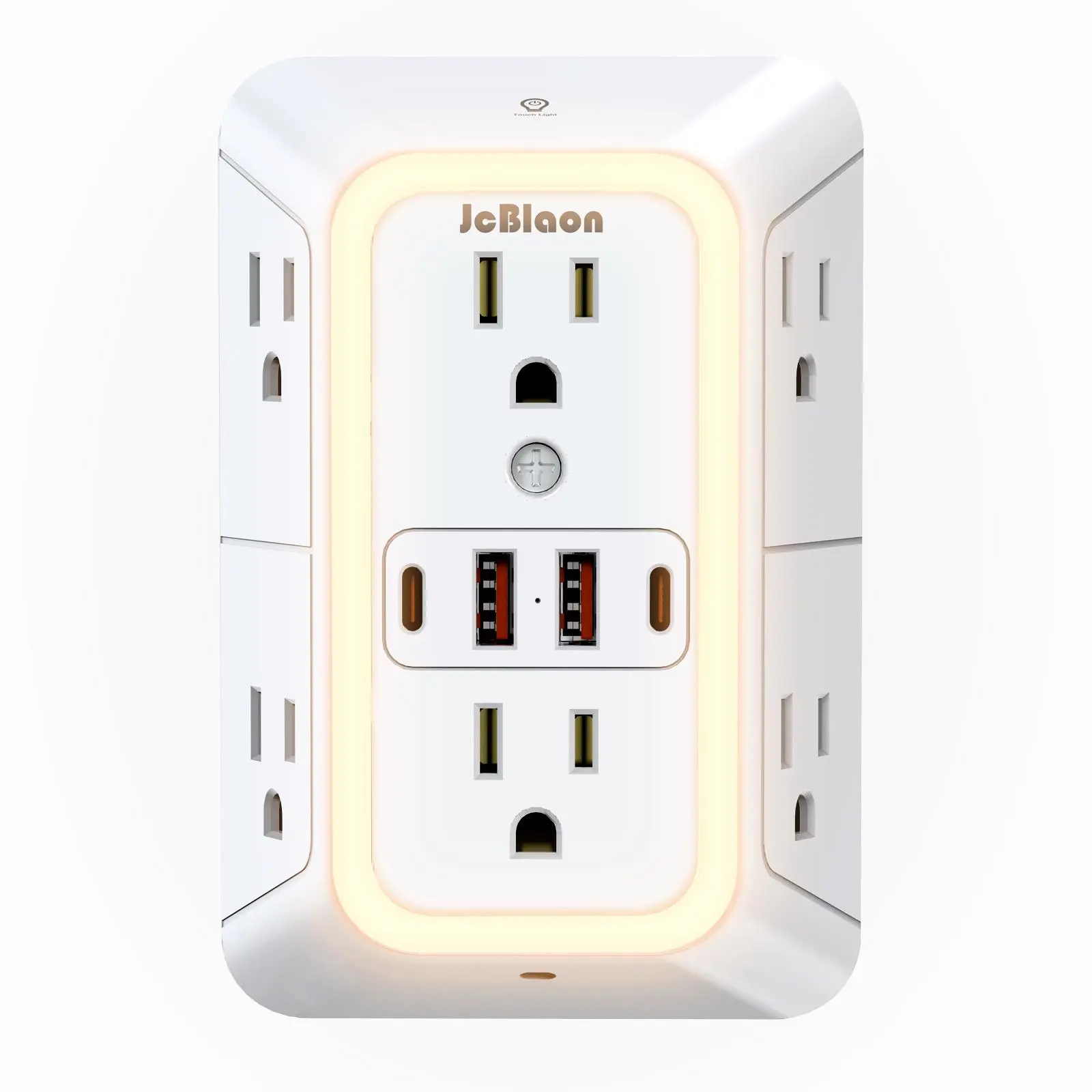 Multi Plug Outlet Surge Protector, Multiple Plug Outlet, 6 Outlet Extender with 4 USB Ports & Night Light, 3-sided Multifunctional Power Strip with Adapter Spaced Outlets, Wall Outlet Extender, Wall Socket Extender, Multiplug Wall Outlet