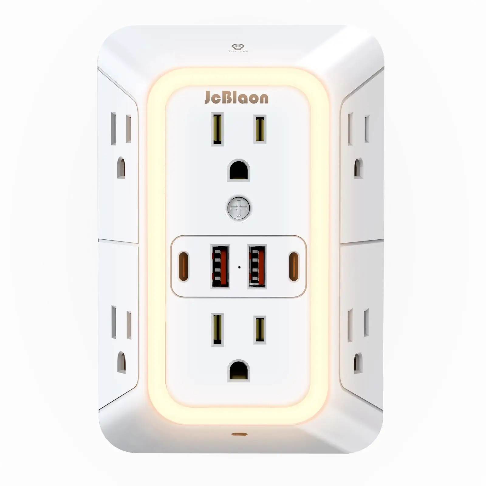 Multi Plug Outlet Surge Protector, 6 Outlet Extender with 4 USB Ports & Night Light, 3-sided Power Strip with Adapter Spaced Outlets