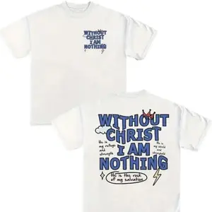 Womens&Men's Boxy Fit Round Neck T-shirt Christian Faith Letter Print Casual Streetwear Short Sleeve White Top for Daily Wear All Seasons y2k  outfits