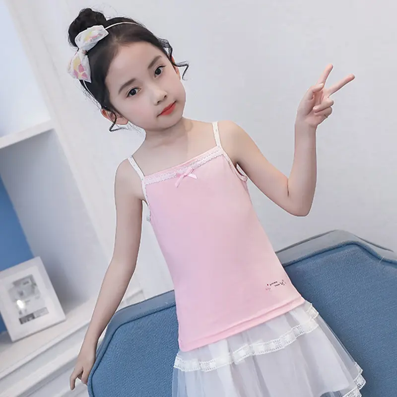 3pcs/Lot Girls Singlet Underwear Tank Cute Design Undershirts Tank Bow Tops for Girl Size 100-150 Breathable Tops