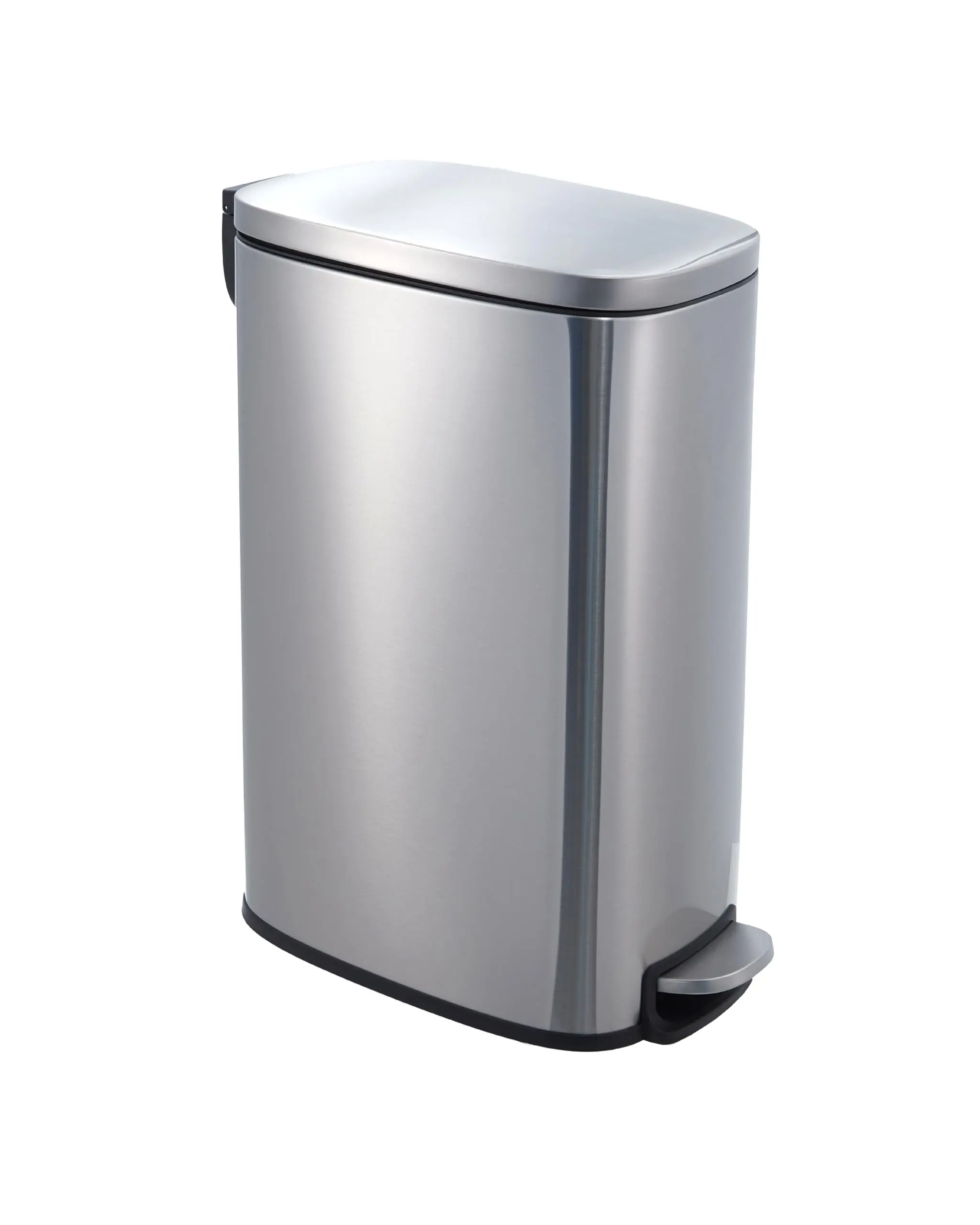 Garvee Slim Kitchen Trash Can 13 Gal - Skinny Stainless Steel Garbage Can with Removable Inner Bucket and Soft Close Lid, Narrow Bin for Bathroom, Living Room, Office in Silver