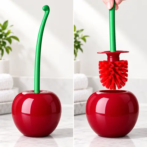 Toilet Brush Cherry Design – Whimsical Cherry-Shaped Toilet Scrubber with Holder