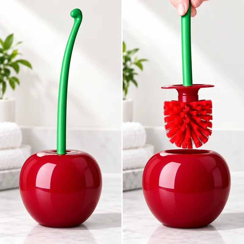Toilet Brush Cherry Design – Whimsical Cherry-Shaped Toilet Scrubber with Holder