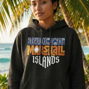 Republic of the Marshall Islands Hoodie - Vintage Athletic Fitted Medium Length Long Sleeve Casual Sports Hoodie with Kangaroo Pocket for Autumn
