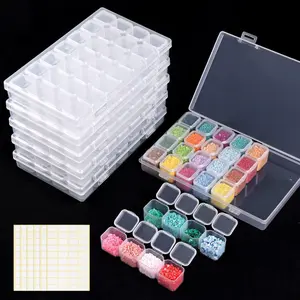 168 Slots Diamond Painting Storage Containers, 3pcs 28 Grids Clear Diamond Painting Accessories and Tools Boxes Bead Organizers Diamond Art Embroidery Storage with Label Stickers