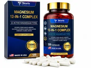 Totaria Magnesium Complex 700mg – 12-in-1 Magnesium Supplement with Glycinate, Citrate, Malate & Taurate – Muscle, Bone, Heart & Relaxation Support – Vegan, 120 Capsules