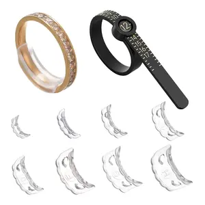 Ring Sizers for Loose Rings – Clip Ring Adjusters in 8 Sizes, Fits Bands Width to 1-8mm, Ring Resizer with Measuring Tool, Invisible Ring Guards for Women & Men