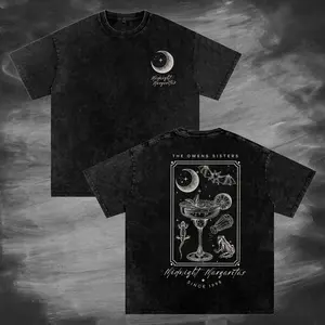 Midnight Margaritas Practical Magic Wash Shirt, Millennial Vintage Halloween Aesthetic TShirt, Basic Witch, Unisex Clothing