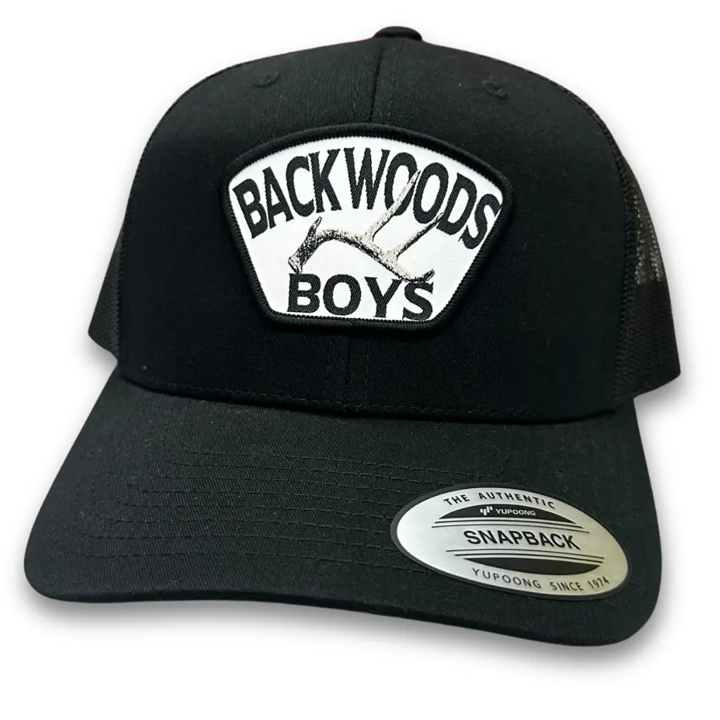 Unisex Outdoor Backwoods Boys Deer Antler Sublimated Patch Emblem - Black Low Country Snapback Trucker Hat