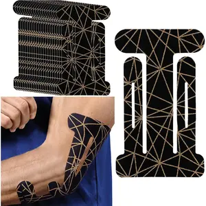 20 Pcs Precut Kinesiology Tape for Elbows, Pain Relief Pre Cut Sports Waterproof Breathable Enhance Elastic Copper Infused Kinesiology Athletic Tape for Body Support and Muscle Black