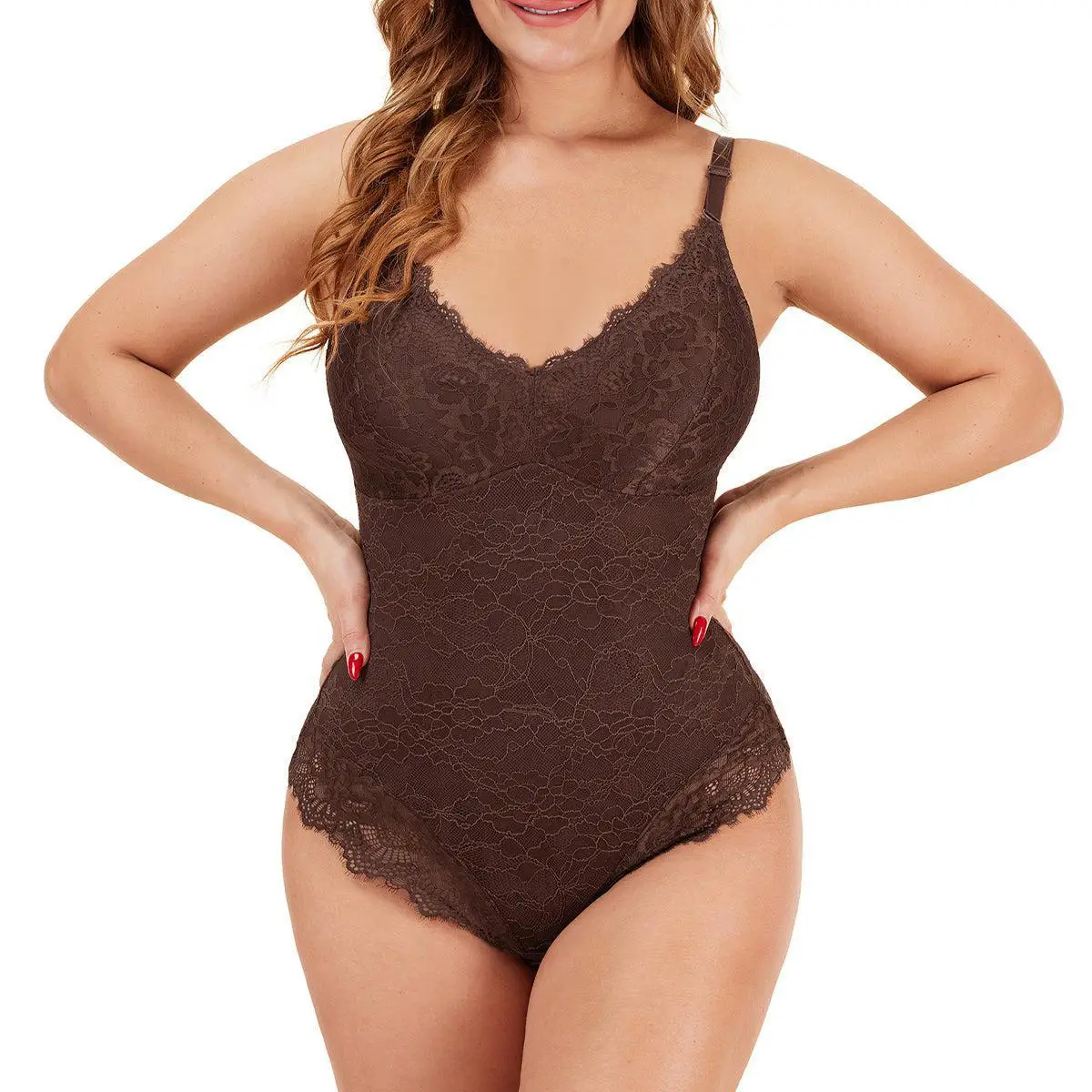 FeelinGirl Sexy Lace Bodysuit Shapewear for Women Thong Seamless Underwear christmas Womenswear 3 Nylon Spandex Thong Seamless Womenswear Valentine's