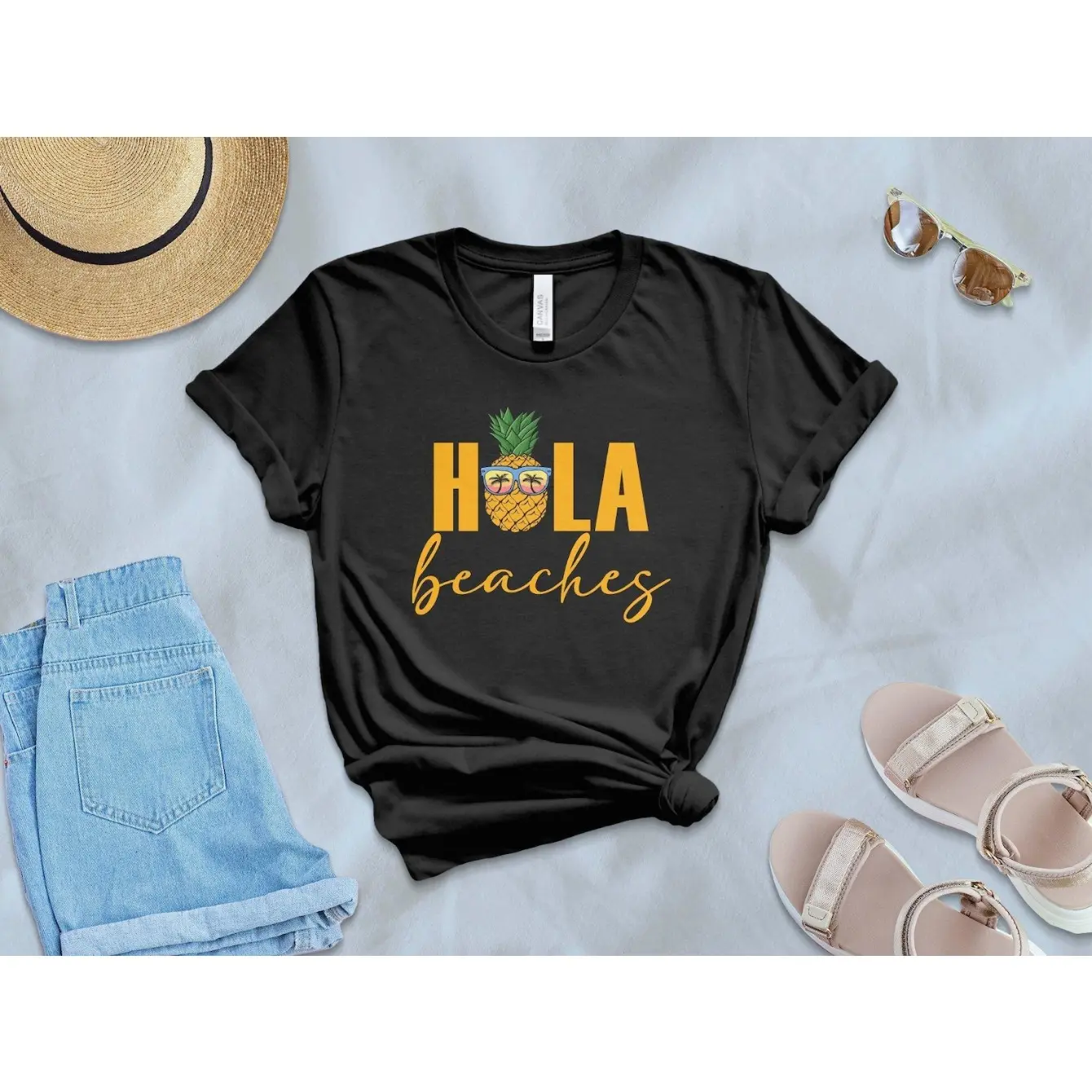 Menswear Customized Pineapple Graphic T-Shirt, Regular Fit Crew Neck, Soft Breathable Garment for Summer Beach Vacation, Tops, Classic, Unisex, All Seasons, Casual, Tshirt, Pineapple Print