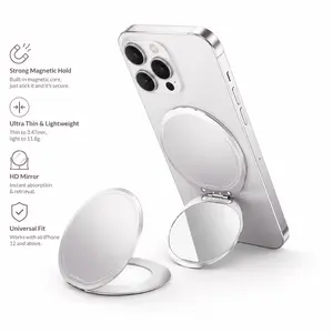 Magnetic Phone Holder with makeup mirror, Magnetic Vanity Mirror Stand, Slim design & comfortable grip, for iPhone17 Pro Max/16/15 Plus/14 Pro/13 Mini/12 Samsung Outdoor & Travel Friendly Daily Use, Universal fit, suitable for all phone cases