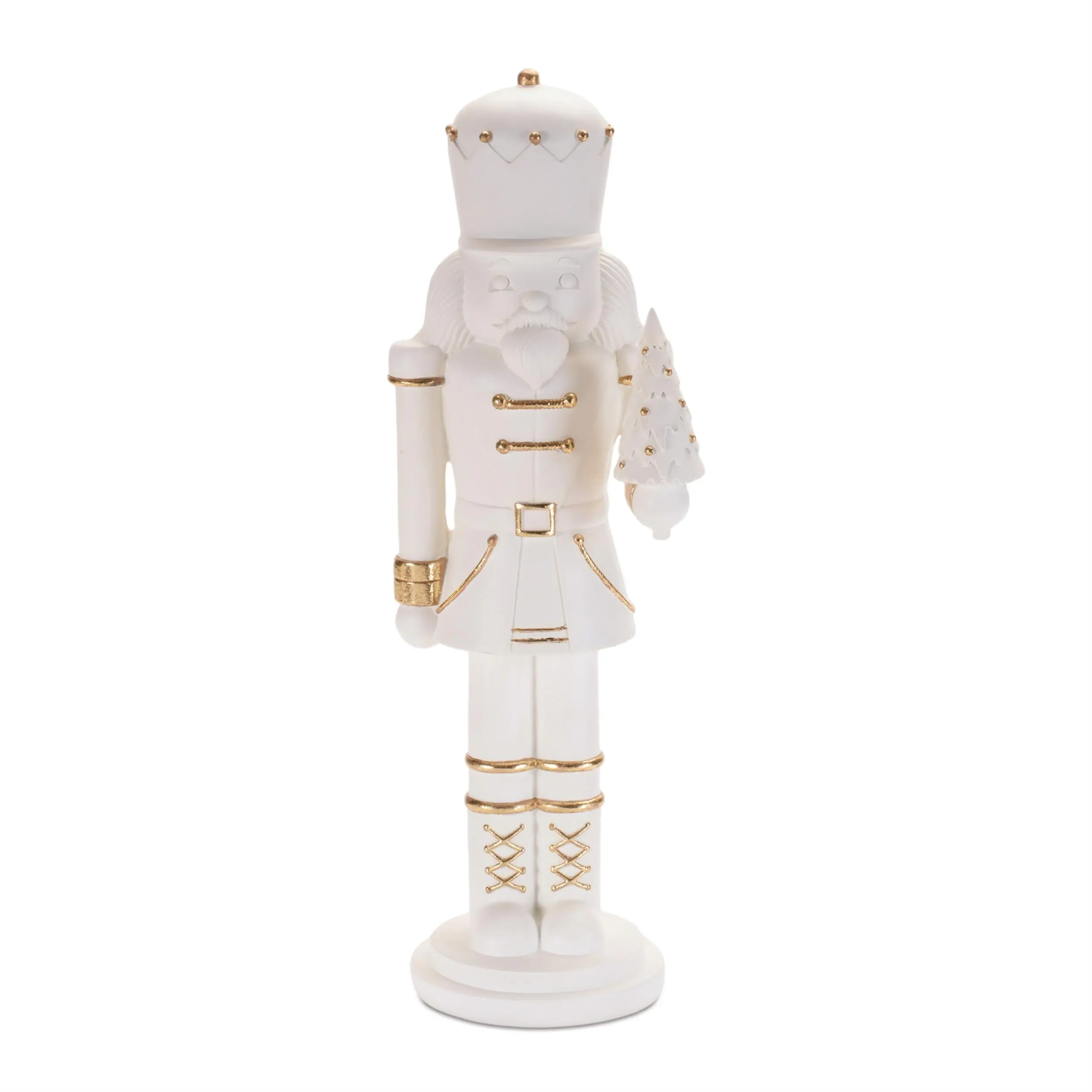 Modern Resin Nutcracker Decor, 14.5"H with Gold Accents, Christmas Aesthetic Ornaments for Festive Home Decorations