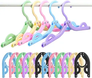 12pcs Travel Folding Hanger Household Multifunctional Portable Hanger Organiser Plastic Laundry Hanging