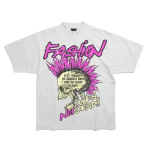 Women's Cotton Streetwear Short-Sleeve T-Shirt - Unisex S-5XL, Crew Neck, Oversized Bow Back, Curved Hem, Punk's Not Dead Skull Pink Text Quote, Dinosaur, Bible Verse, Tarot Card, Funny Skeleton Meme, School 100th, Political Resistance, Casual Fashion